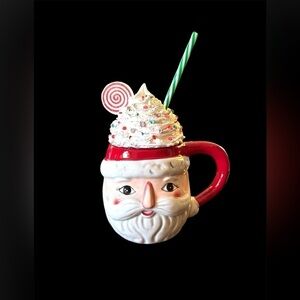 New OOAK Christmas Red Santa Faux Whipped Cream Coffee Mug Candy Decor